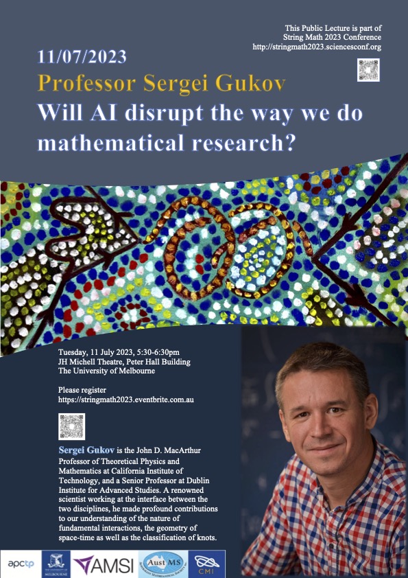 Poster for the String Math 2023 Public Lecture